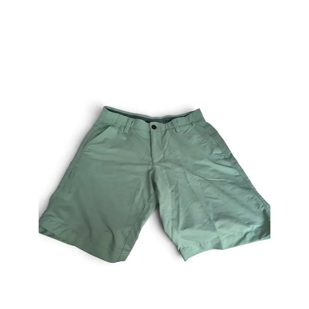 Lot Of 2 Under Armour Mens Heat Gear Chino Shorts Tan Gray Sz 32 Golf Flat Front